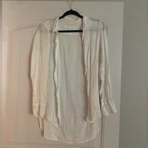 CP Shades White 100% Linen Button Down Top
